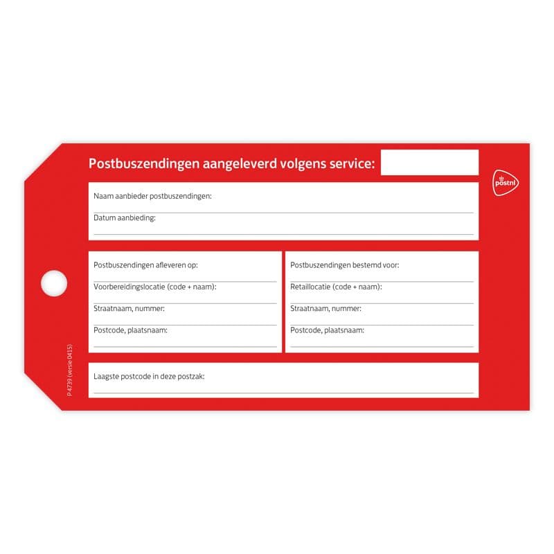Postzaklabel rood