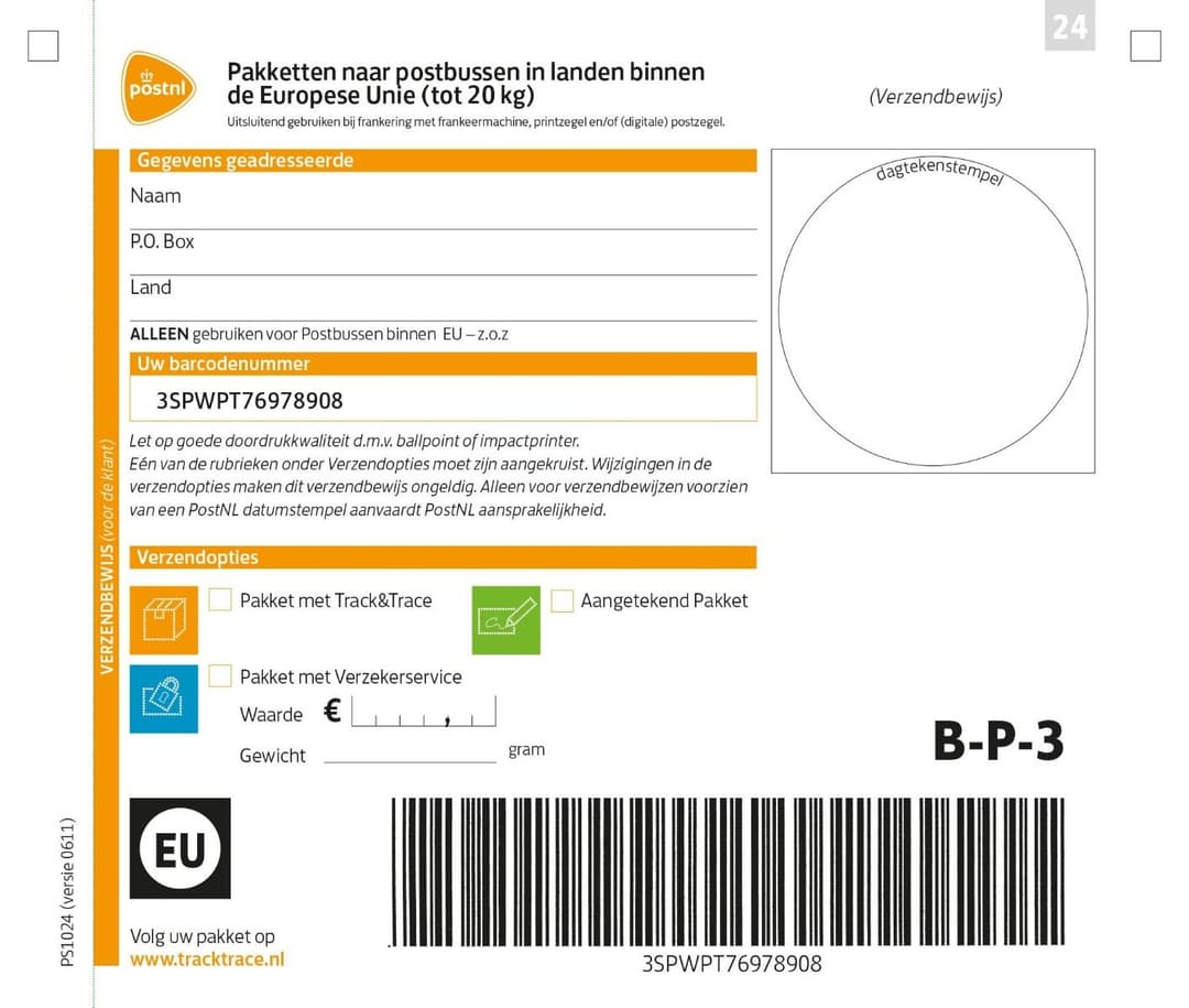 Formulier postbus
