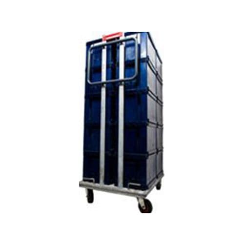Bakkenwagen met 20 blauwe bakken